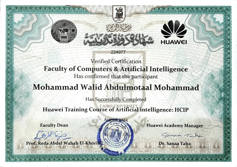 Huawei Training Course of Artificial intelligence: HCIP